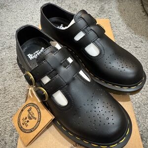 Dr. Martens Black Platform Shoes with Buckle